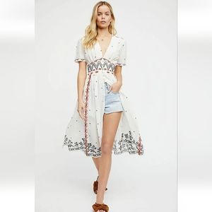 Free People Real Romance Embroidered Dress Top